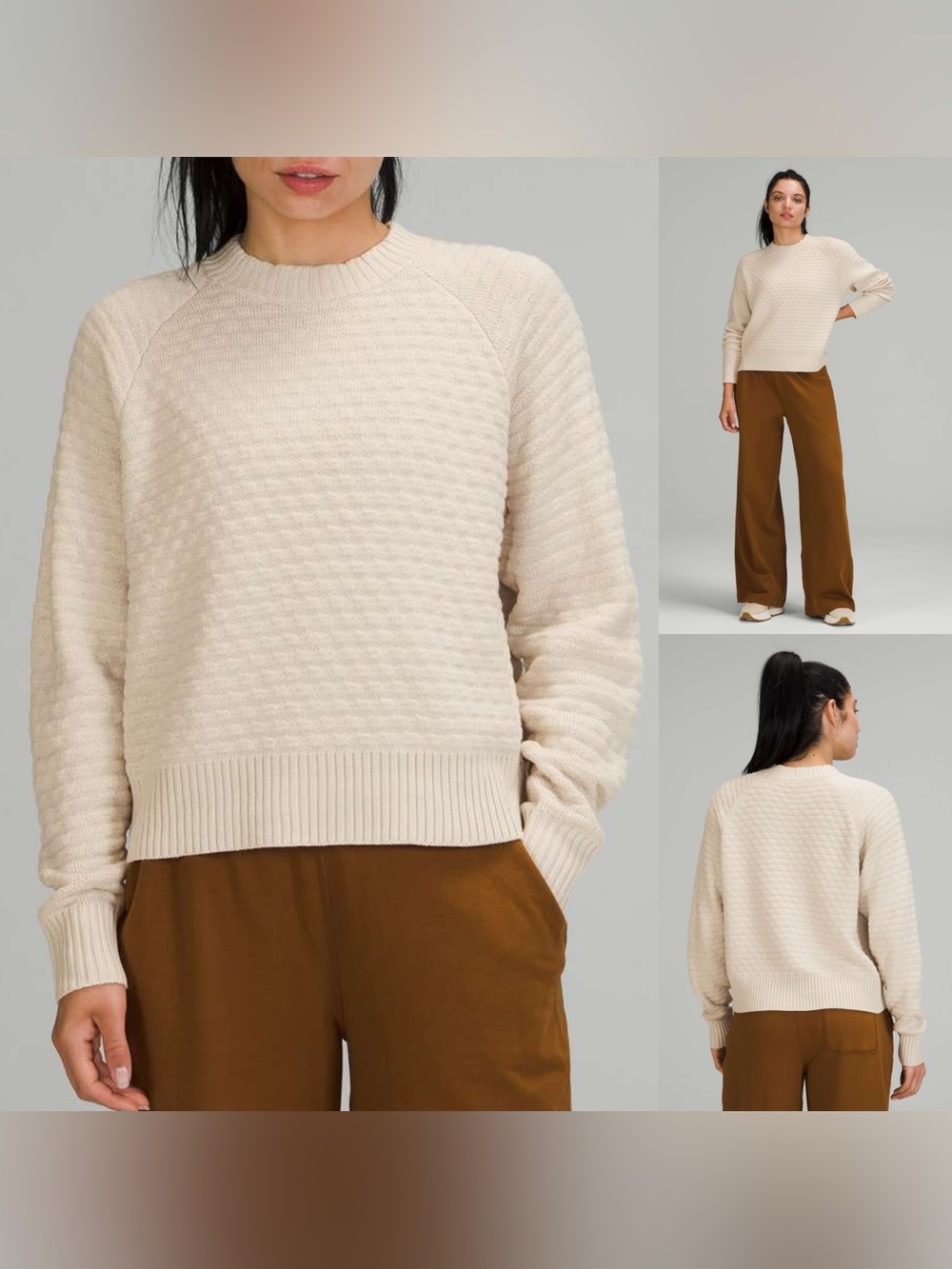Lululemon Texture Play Crew Sweater in White Opal XL/XXL